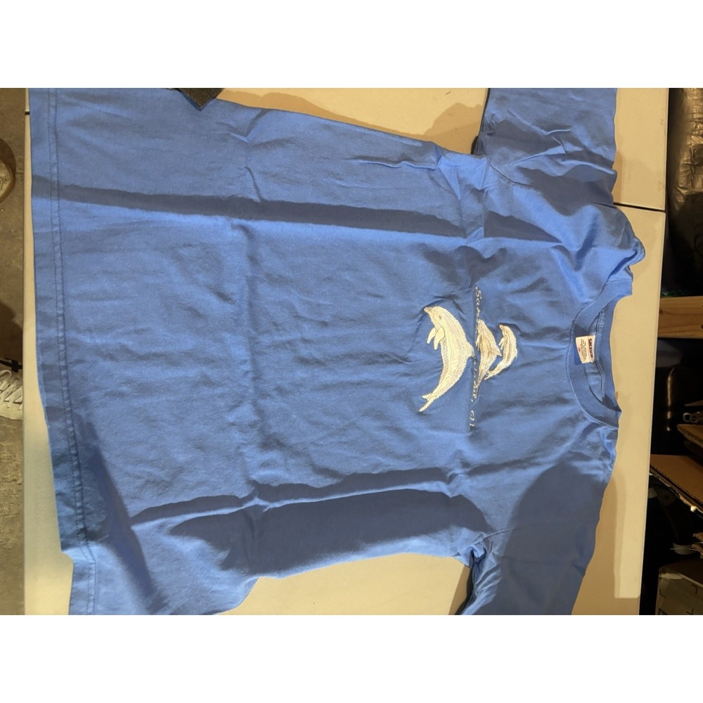 Vintage 90s Crazy Embroidered Dolphin Sanibel Island Fl M Tshirt